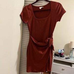 Burnt red color wrap dress. Worn once size L